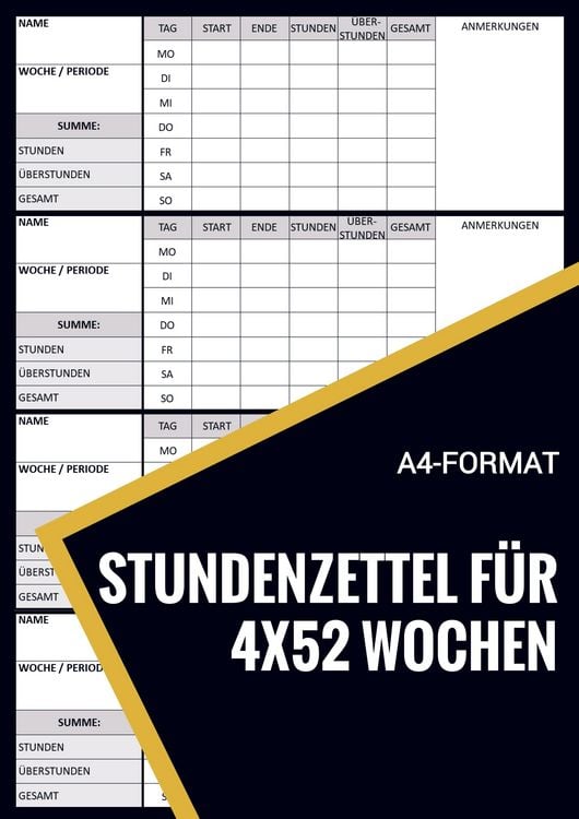 Produktbild: Stundenzettel f&uuml;r 200+ Wochen