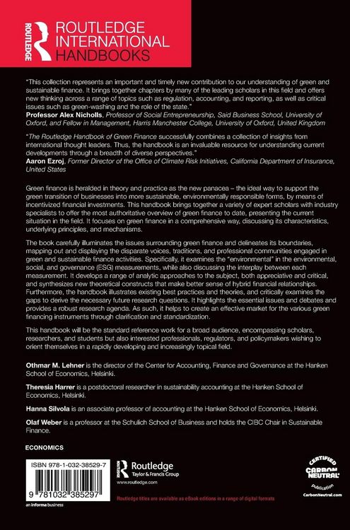 Produktbild: The Routledge Handbook of Green Finance