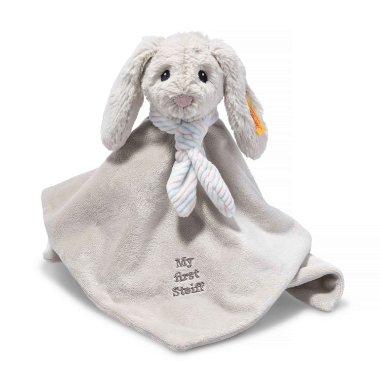 Produktbild: Steiff 242250 - Soft Cuddly Friends My first Steiff Hoppie Hase, Schmusetuch, Fingerpuppe, hellgrau, 26 cm