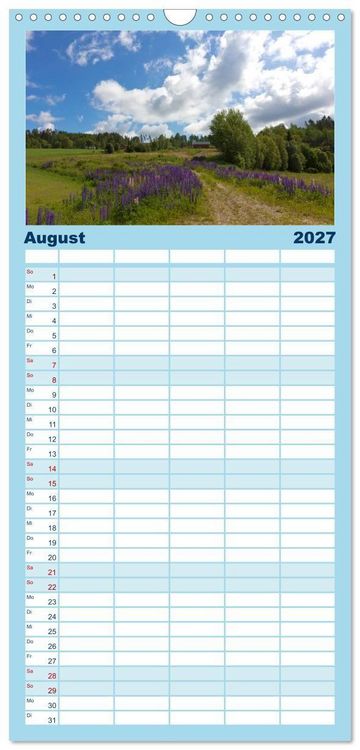 Produktbild: Familienplaner 2027 - Unterwegs in Schweden mit 5 Spalten (Wandkalender, 21 x 45 cm) CALVENDO