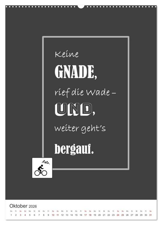 Produktbild: Markante, freche Spr&uuml;che rund ums Radfahren (hochwertiger Premium Wandkalender 2026 DIN A2 hoch), Kunstdruck in Hochglanz