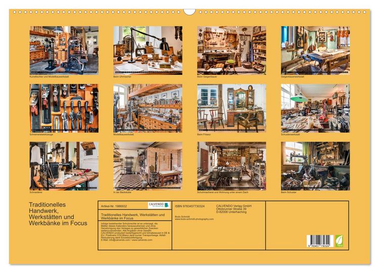 Produktbild: Traditionelles Handwerk, Werkst&auml;tten und Werkb&auml;nke im Focus (Wandkalender 2026 DIN A2 quer), CALVENDO Monatskalender