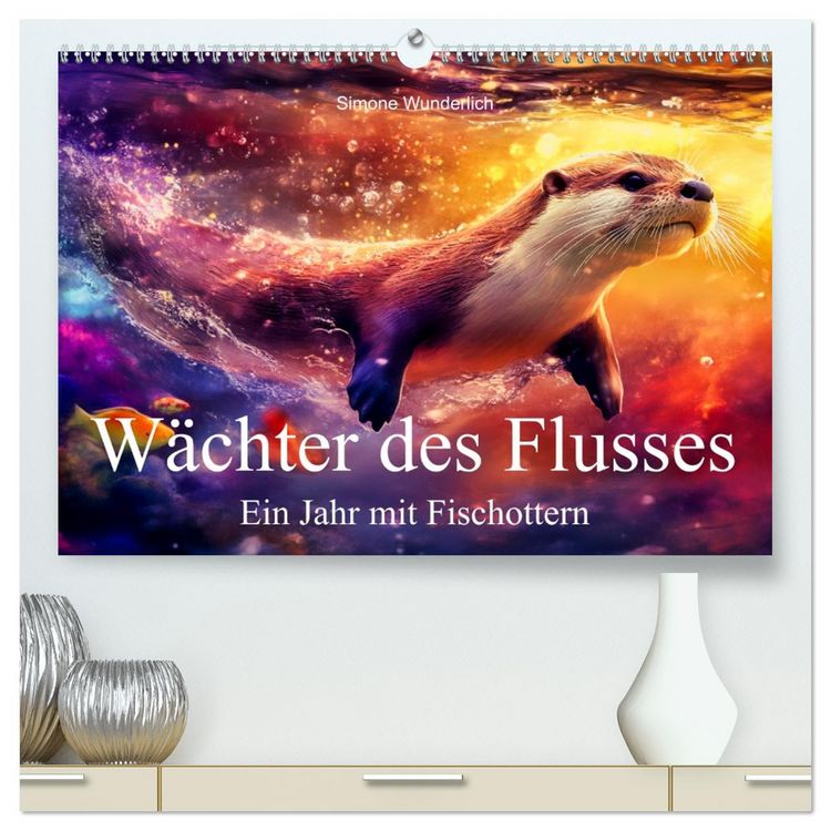 Produktbild: W&auml;chter des Flusses - Ein Jahr mit Fischottern (hochwertiger Premium Wandkalender 2026 DIN A2 quer), Kunstdruck in Hochglanz