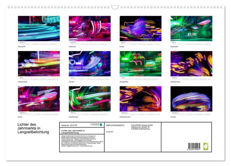 Produktbild: Lichter des Jahrmarkts in Langzeitbelichtung (Wandkalender 2027 DIN A2 quer), CALVENDO Monatskalender