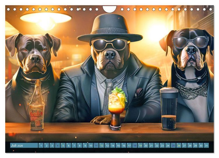 Produktbild: Gangsterhunde - KI-Bilder (Wandkalender 2026 DIN A4 quer), CALVENDO Monatskalender