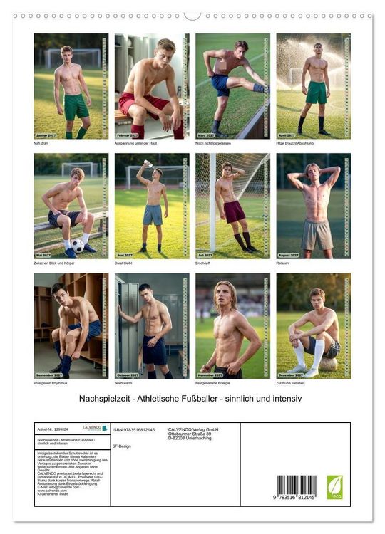 Produktbild: Nachspielzeit - Athletische Fu&szlig;baller - sinnlich und intensiv (hochwertiger Premium Wandkalender 2027 DIN A2 hoch), Kunstdruck in Hochglanz