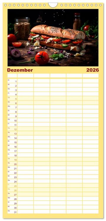 Produktbild: Familienplaner 2026 - Fastfood &Auml;sthetik mit 5 Spalten (Wandkalender, 21 x 45 cm) CALVENDO