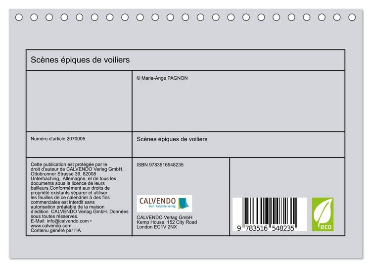 Produktbild: Sc&egrave;nes &eacute;piques de voiliers (Calendrier de bureau 2026 DIN A5 vertical), CALVENDO calendrier mensuel
