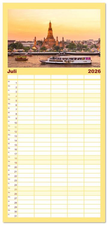 Produktbild: Familienplaner 2026 - BANGKOK Hauptstadt von Thailand mit 5 Spalten (Wandkalender, 21 x 45 cm) CALVENDO