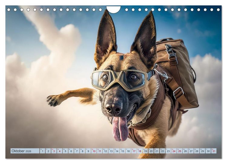 Produktbild: Hunde Skydiving (Wandkalender 2026 DIN A4 quer), CALVENDO Monatskalender