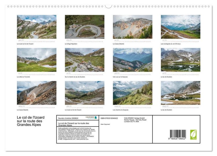 Produktbild: Le col de l'Izoard sur la route des Grandes Alpes (Calendrier mural 2026 DIN A2 vertical) calendrier de bureau