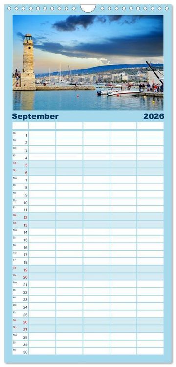 Produktbild: Familienplaner 2026 - Kretas bezaubernder Norden mit 5 Spalten (Wandkalender, 21 x 45 cm) CALVENDO