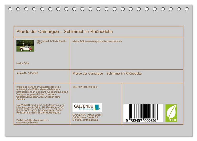 Produktbild: Pferde der Camargue &ndash; Schimmel im Rh&ocirc;nedelta (Tischkalender 2026 DIN A5 quer), CALVENDO Monatskalender