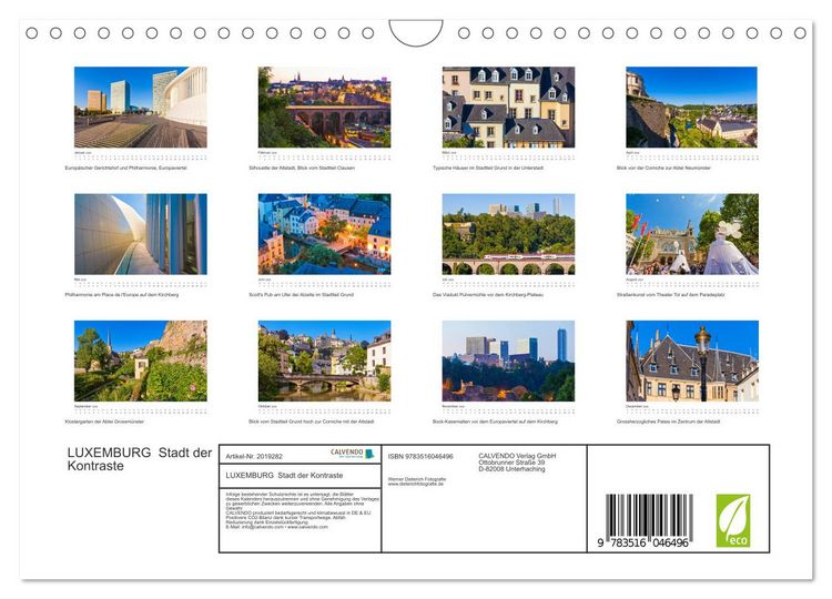 Produktbild: LUXEMBURG Stadt der Kontraste (Wandkalender 2026 DIN A4 quer), CALVENDO Monatskalender