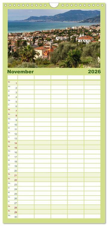 Produktbild: Familienplaner 2026 - Die Italienische Riviera - Ligurien mit 5 Spalten (Wandkalender, 21 x 45 cm) CALVENDO