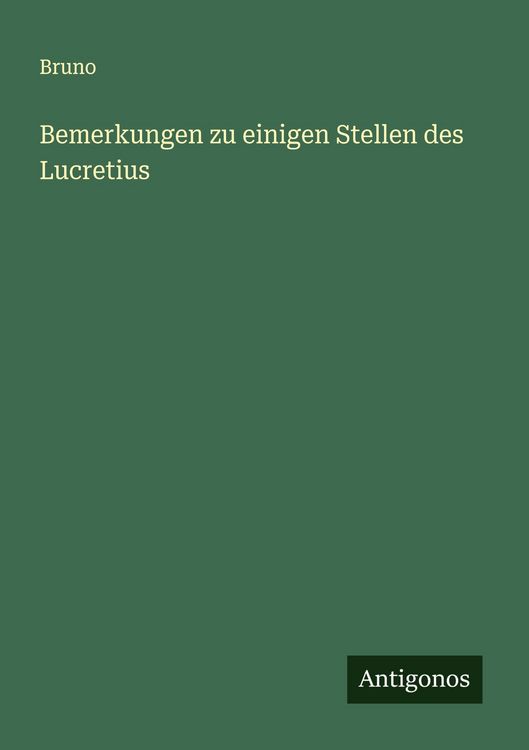 Produktbild: Bemerkungen zu einigen Stellen des Lucretius