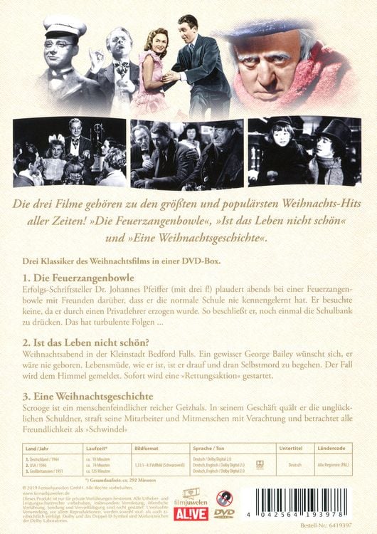 Produktbild: Merry Christmas Edition (Die Feuerzangenbowle, Ist das Leben nicht sch&ouml;n, Eine Weihnachtsgeschichte) [3 DVDs]
