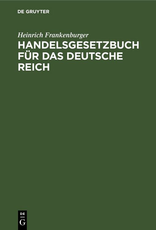 Produktbild: Handelsgesetzbuch f&uuml;r das Deutsche Reich