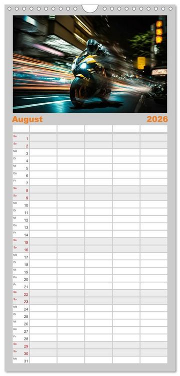Produktbild: Familienplaner 2026 - Motorrad Speed mit 5 Spalten (Wandkalender, 21 x 45 cm) CALVENDO