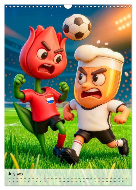 Produktbild: Funny Food Football - Creative Sports Characters (Wall Calendar 2027 DIN A3 portrait), CALVENDO 12 Month Wall Calendar