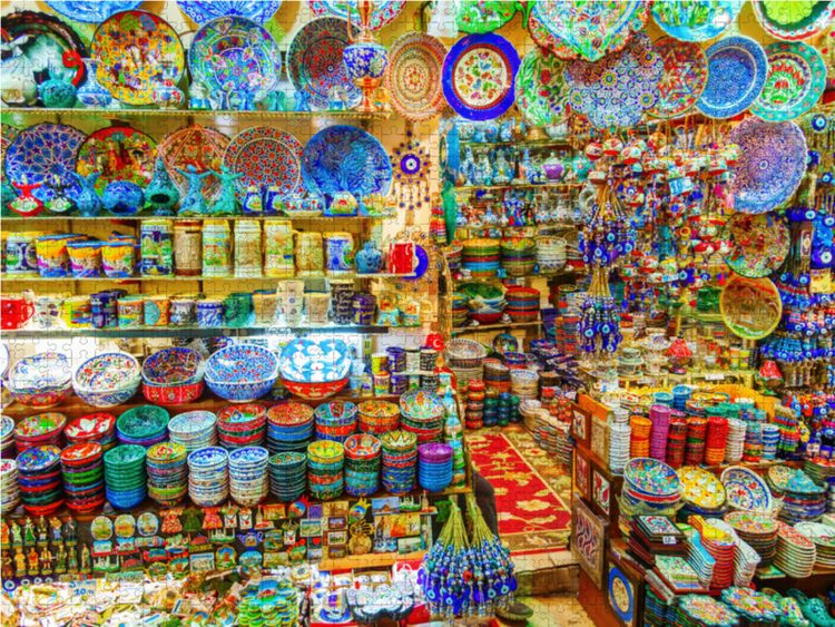 Produktbild: CALVENDO Puzzle Marktstand mit Keramik auf dem Gro&szlig;en Bazar 1000 Teile Lege-Gr&ouml;&szlig;e 64 x 48 cm Foto-Puzzle Bild von Christian M&uuml;ller