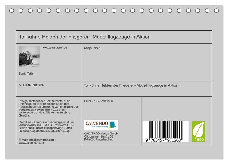 Produktbild: Tollk&uuml;hne Helden der Fliegerei - Modellflugzeuge in Aktion (Tischkalender 2026 DIN A5 quer), CALVENDO Monatskalender