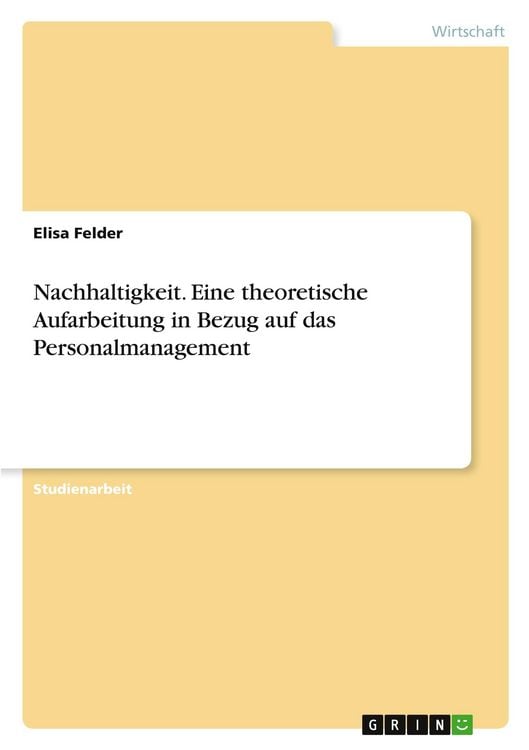 Produktbild: Nachhaltigkeit. Eine theoretische Aufarbeitung in Bezug auf das Personalmanagement