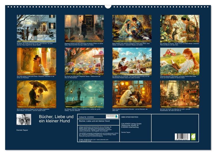 Produktbild: B&uuml;cher, Liebe und ein kleiner Hund (Wandkalender 2027 DIN A2 quer), CALVENDO Monatskalender
