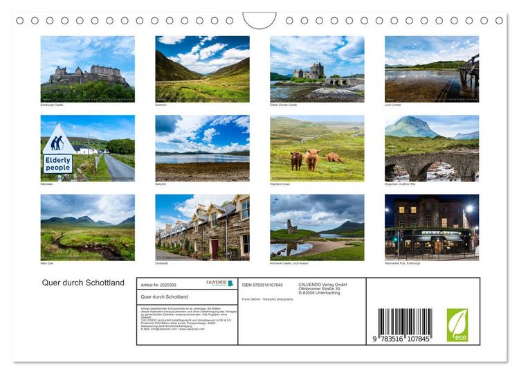 Produktbild: Quer durch Schottland (Wandkalender 2026 DIN A4 quer), CALVENDO Monatskalender