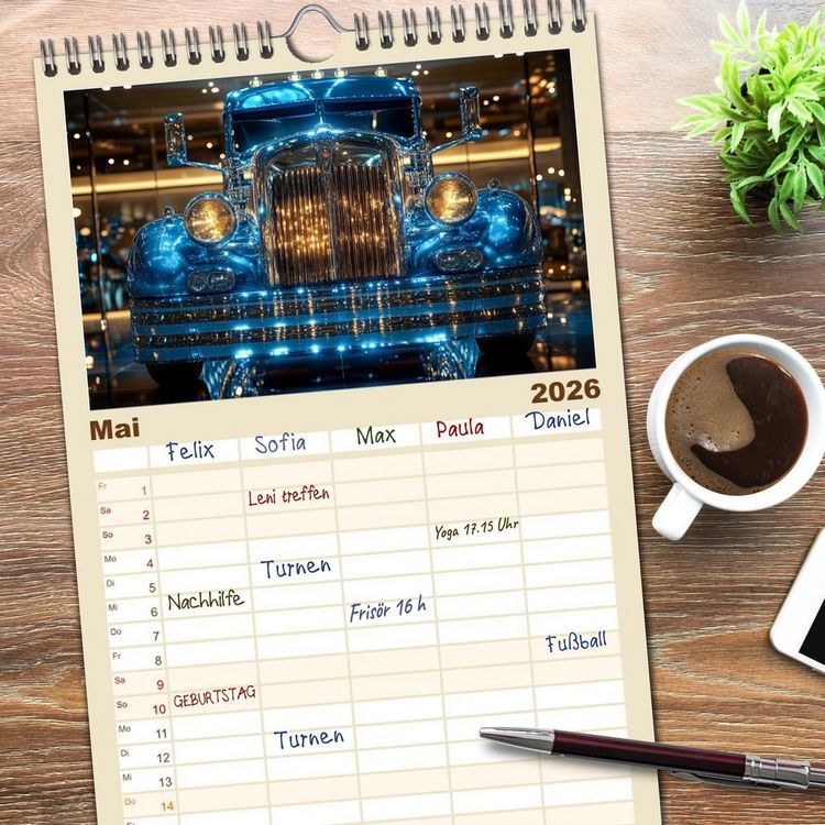 Produktbild: Familienplaner 2026 - Giganten der Stra&szlig;e mit 5 Spalten (Wandkalender, 21 x 45 cm) CALVENDO