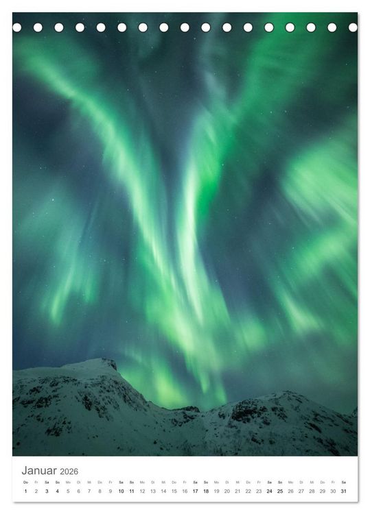 Produktbild: Nordlichter &ndash; Farbenspiel der Nacht (Tischkalender 2026 DIN A5 hoch), CALVENDO Monatskalender