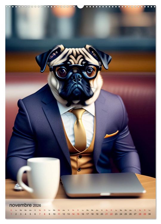Produktbild: Chiens styl&eacute;s (Calendrier mural 2026 DIN A2 horizontal), CALVENDO calendrier mensuel
