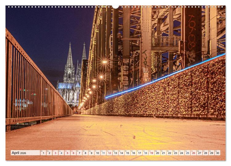 Produktbild: K&ouml;lsche Impressionen bei Tag und Nacht (hochwertiger Premium Wandkalender 2026 DIN A2 quer), Kunstdruck in Hochglanz