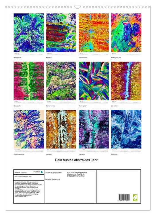 Produktbild: Dein buntes abstraktes Jahr (Wandkalender 2026 DIN A2 hoch), CALVENDO Monatskalender
