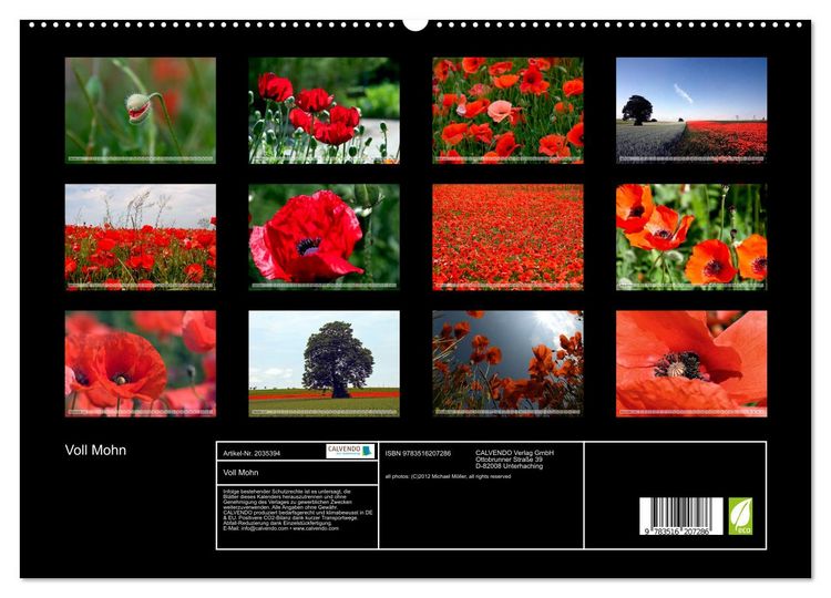 Produktbild: Voll Mohn (hochwertiger Premium Wandkalender 2026 DIN A2 quer), Kunstdruck in Hochglanz