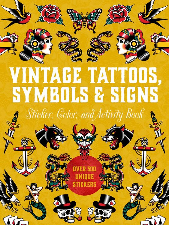 Produktbild: Vintage Tattoos, Symbols & Signs Sticker, Color & Activity Book