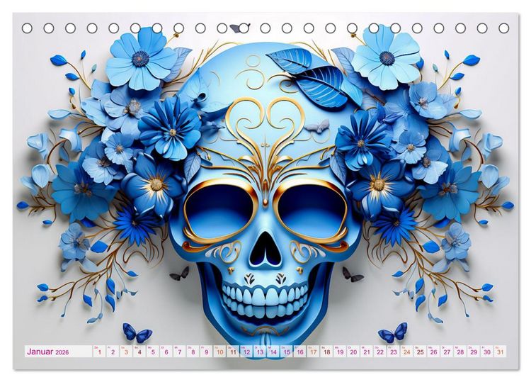 Produktbild: Skull Flower - Totenkopf ART (Tischkalender 2026 DIN A5 quer), CALVENDO Monatskalender