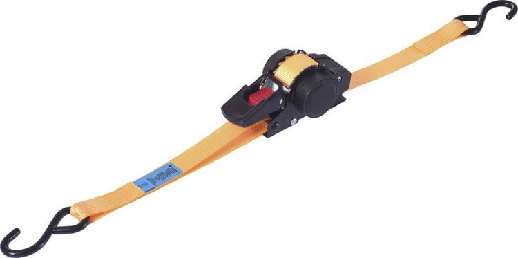 Produktbild: TOOLCRAFT TO-10283835 Selbstaufrollender Spanngurt Zugkraft LC Niederzurren (einzeln/direkt)=320 daN (L x B) 3.5 m x 25 mm Ratsche EN 12195-2