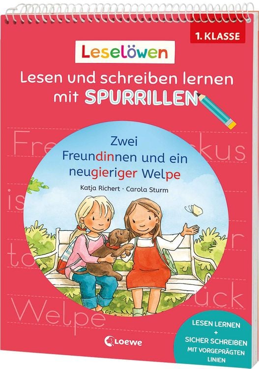 Produktbild: Lesel&ouml;wen - Lesen und schreiben lernen mit Spurrillen - Zwei Freundinnen und ein neugieriger Welpe