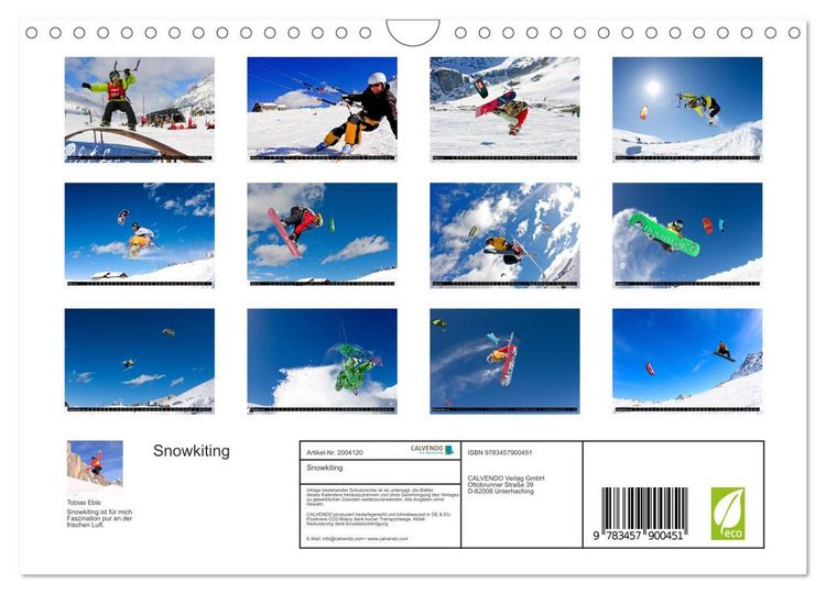 Produktbild: Snowkiting (Wandkalender 2026 DIN A4 quer), CALVENDO Monatskalender