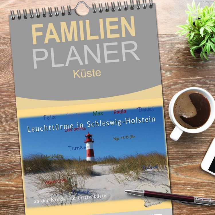 Produktbild: Familienplaner 2026 - Leuchtt&uuml;rme Schleswig-Holsteins mit 5 Spalten (Wandkalender, 21 x 45 cm) CALVENDO