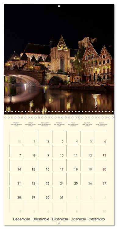 Produktbild: Gand et Bruges au cr&eacute;puscule (Calendrier mural carr&eacute; 2026 30x30 cm) Calendrier double avec une page pour vos prises de notes
