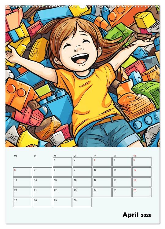 Produktbild: Coole Manga Kids. Lustige Abenteuer im Pixelreich (Wandkalender 2026 DIN A2 hoch), CALVENDO Monatskalender