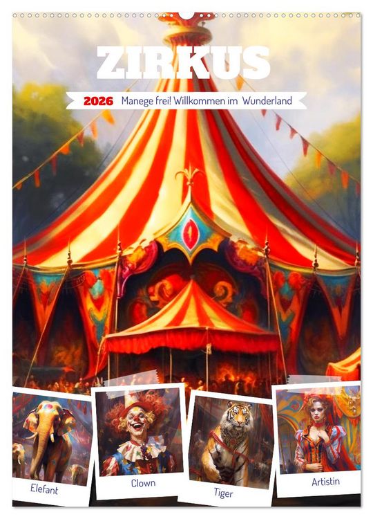 Produktbild: Zirkus. Manege frei! Willkommen im nostalgischen Wunderland (Wandkalender 2026 DIN A2 hoch), CALVENDO Monatskalender