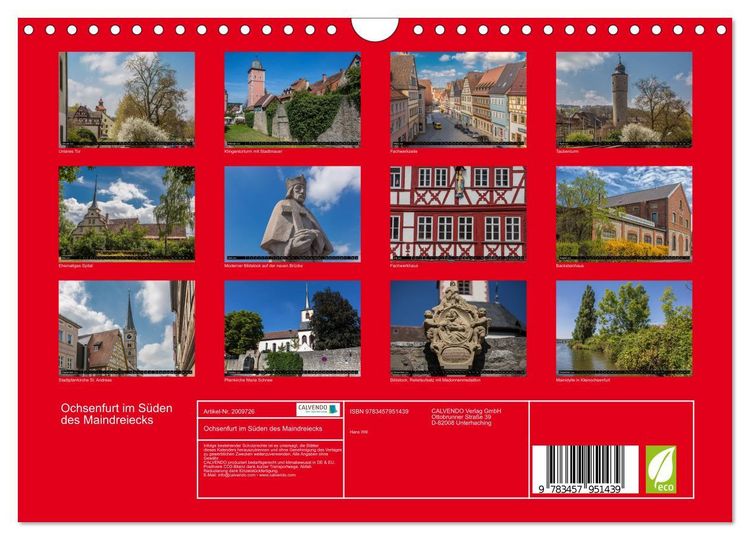 Produktbild: Ochsenfurt im S&uuml;den des Maindreiecks (Wandkalender 2026 DIN A4 quer), CALVENDO Monatskalender