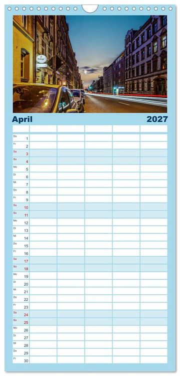 Produktbild: Familienplaner 2027 - Chemnitz zur blauen Stunde mit 5 Spalten (Wandkalender, 21 x 45 cm) CALVENDO