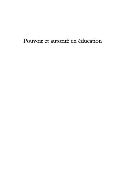 Produktbild: Pouvoir et autorite en education