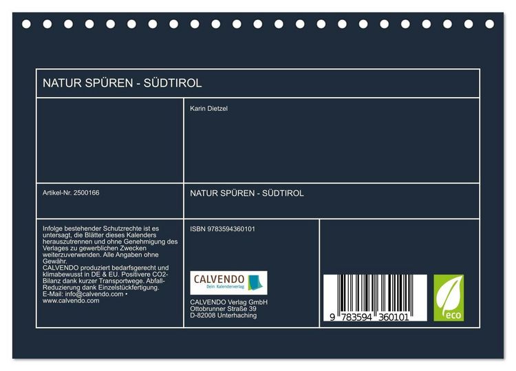 Produktbild: NATUR SP&Uuml;REN - S&Uuml;DTIROL (Tischkalender 2027 DIN A5 quer), CALVENDO Monatskalender