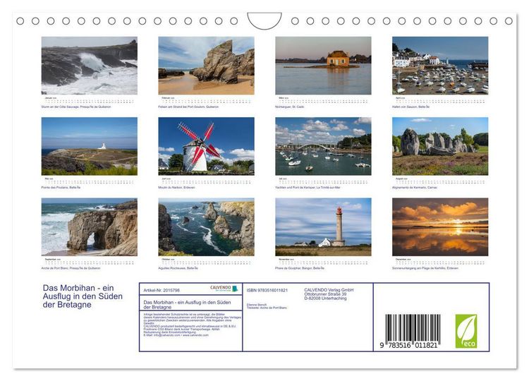Produktbild: Das Morbihan - ein Ausflug in den S&uuml;den der Bretagne (Wandkalender 2026 DIN A4 quer), CALVENDO Monatskalender