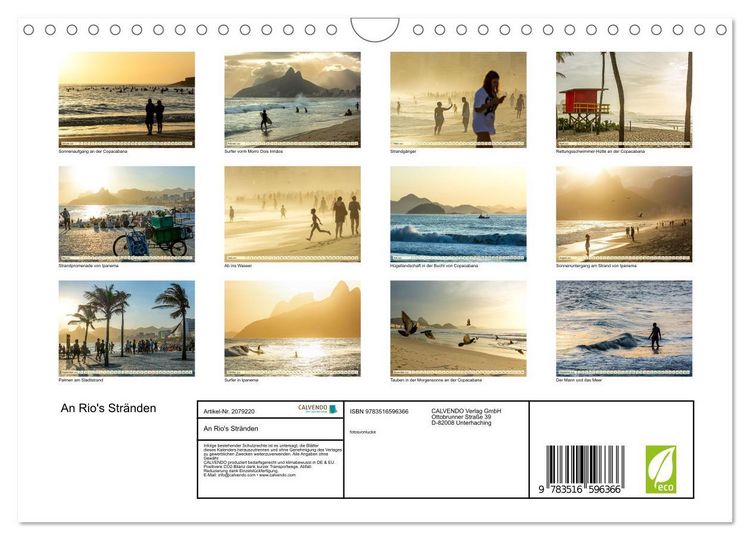 Produktbild: An Rio's Str&auml;nden (Wandkalender 2026 DIN A4 quer), CALVENDO Monatskalender
